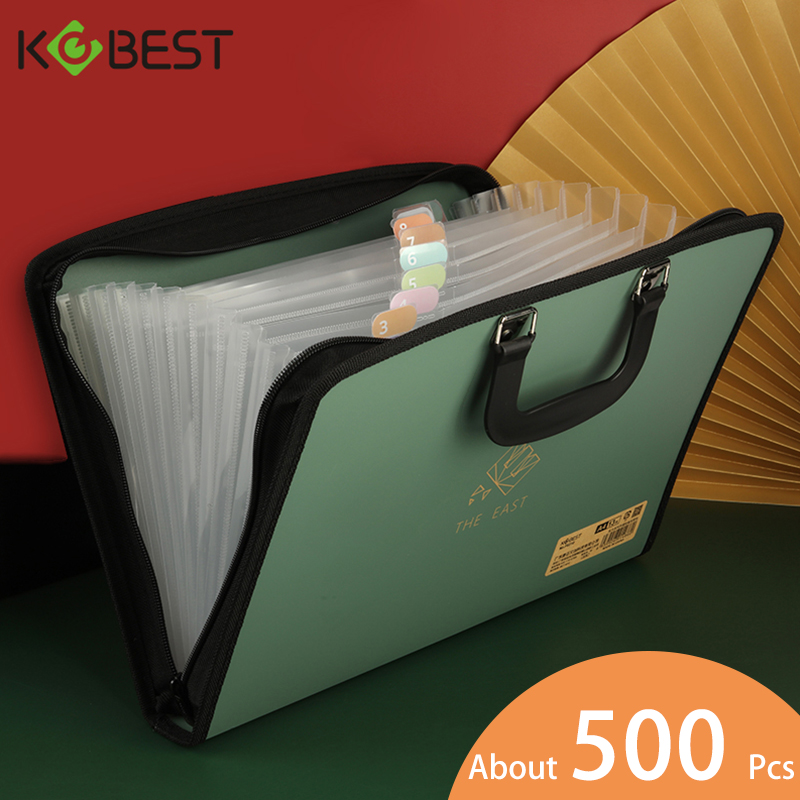 Binder Storage Box - 13 กริด A4 Multi-Layer ขยายกระเป๋าเก็บเอกสารหนาแฟ้มโฟลเดอร์สําหรับสํานักงานเครื่องเขียนโรงเรียนองค์กร